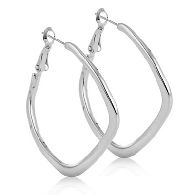 Silver angular hoop earring